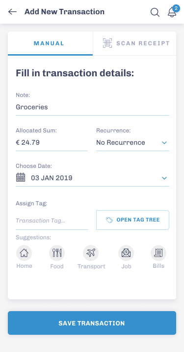 BP - Add transaction Screen